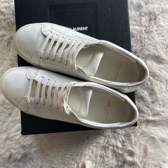 SAINT LAURENT ANDY LOW TOP SNEAKERS IN MOON PLUS. Size 38. - Picture 2 of 12